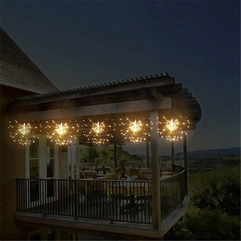 Dây trang trí 5 chùm pháo hoa 3 tầng 8 hiệu ứng nháy, trang trí độc đáo tết nhà hàng noel siêu đẹp chống nước