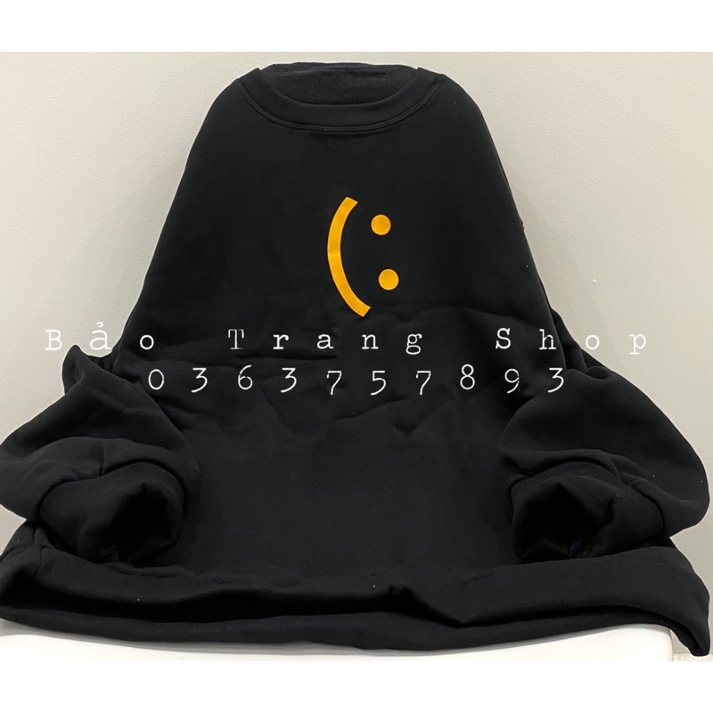 Áo Sweater Mặt Cười- Áo Nỉ Cổ Tròn Mặt Cười Dáng Rộng Unisex Nam Nữ