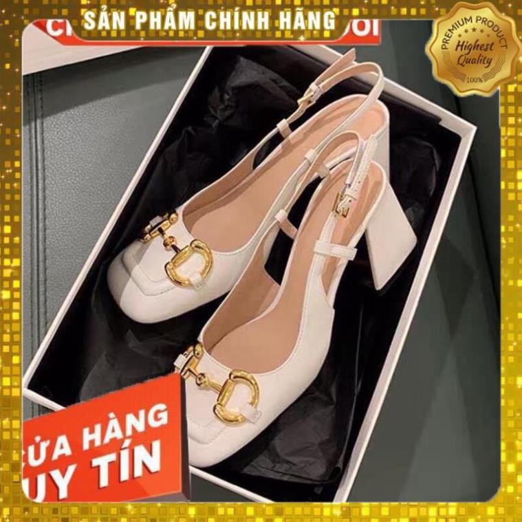 QUẢNG CHÂU ĐẸP ĐỘC LẠ Giày Búp bê nữ sandal gc gu cci quay sau mũi vuônh gót vuông SIÊU HOT