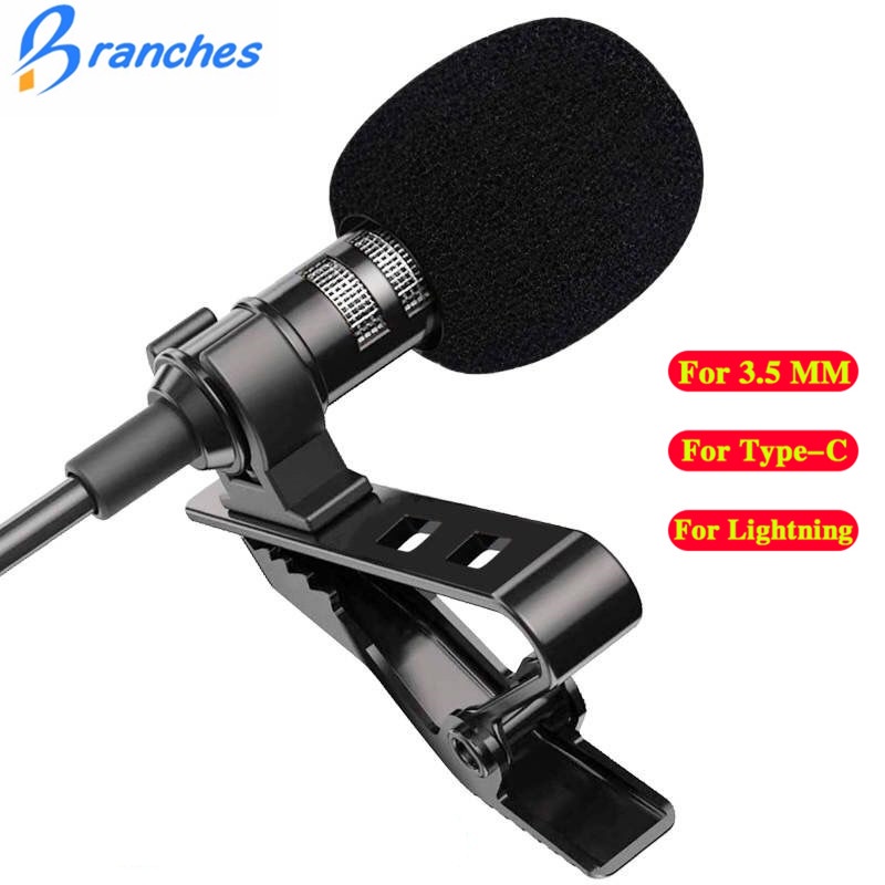 Mini Omnidirectional Microphone Condenser Clip-on Lapel For Ios Android Phone Tablet Recording Microfono Condensador Mikrofon Type C Clip Mic Karaoke
