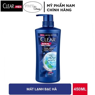 Dầu gội nam Clear Men Cool Sport 450g bạc hà sạch gàu 450ml - Thái Lan