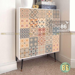 Decal gạch bông dán tủ hoạ tiết vintage