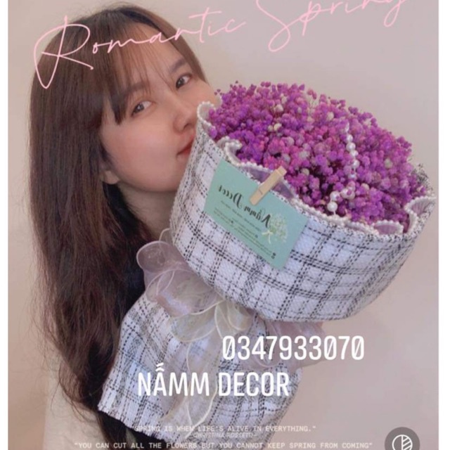 Bó Hoa Baby Khô bó tròn phong cách hiện đại, bó hoa kiểu Hottrend