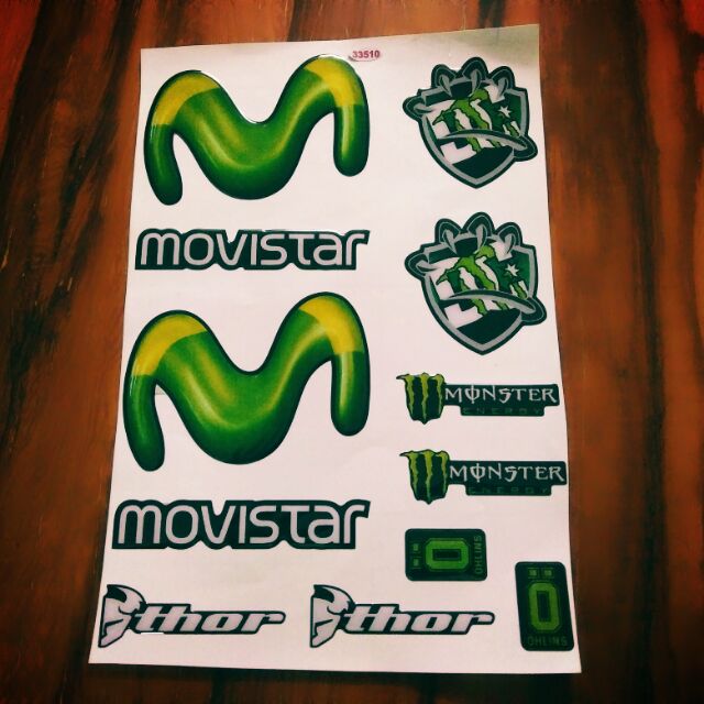 Bộ tem nổi xanh Movista lớn trang trí xe