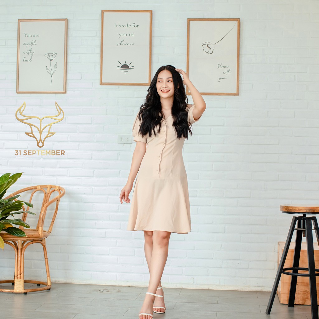 Váy đũi cổ chữ V dáng xòe phối cúc siêu xinh 31 SEPTEMBER S008 | BigBuy360 - bigbuy360.vn