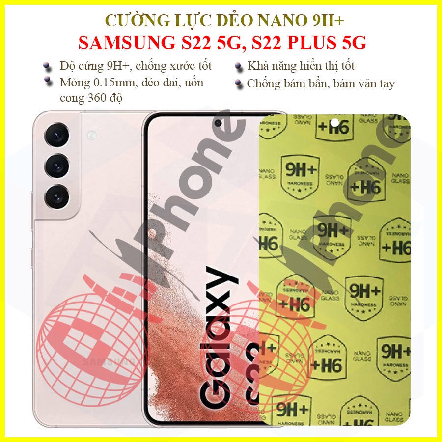 Dán cường lực dẻo nano trong hoặc nhám cho Samsung S22 5G/ S22 Plus (S22+) 5G