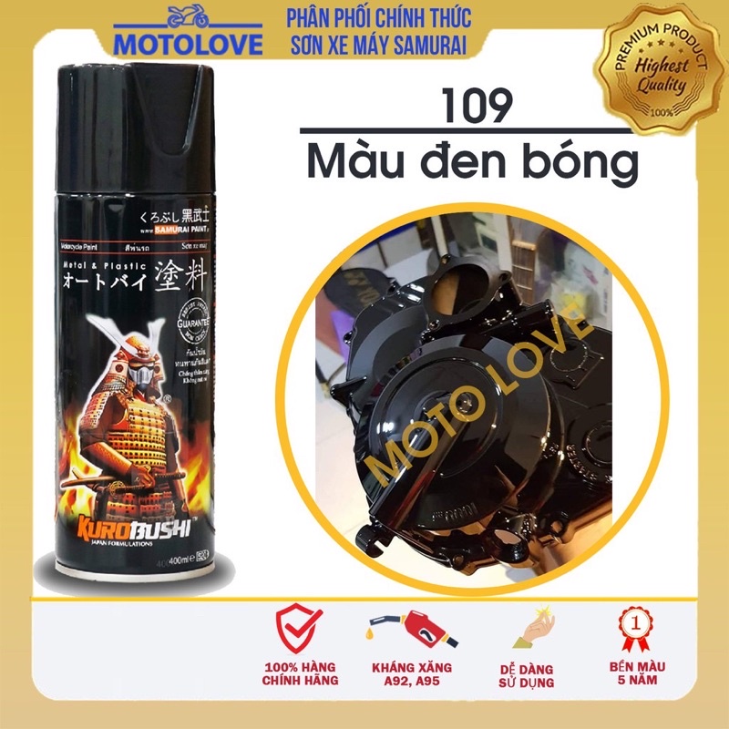 Sơn Sịt Cao Cấp Samurai Đen Bóng 109