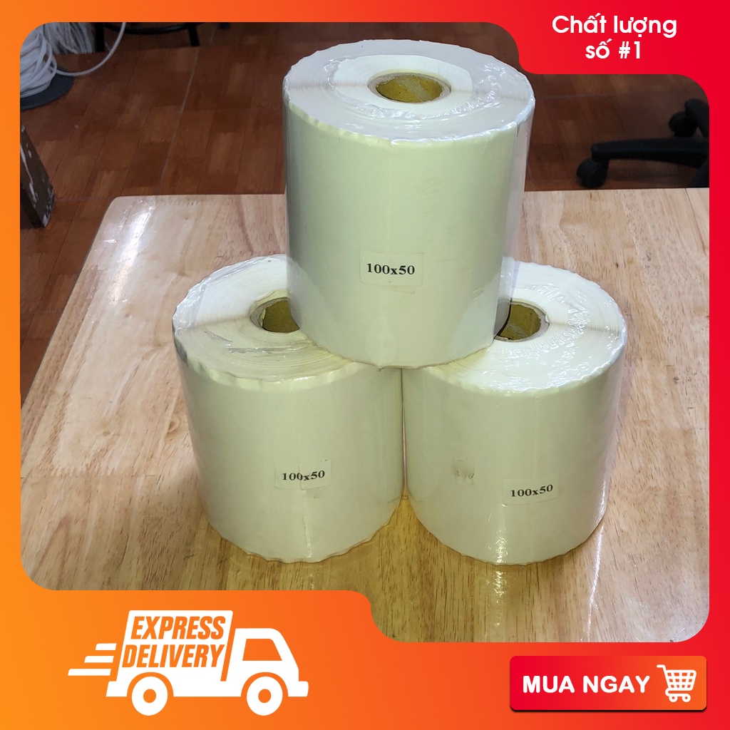 Tem decal thường 100x50mm cuộn 50m