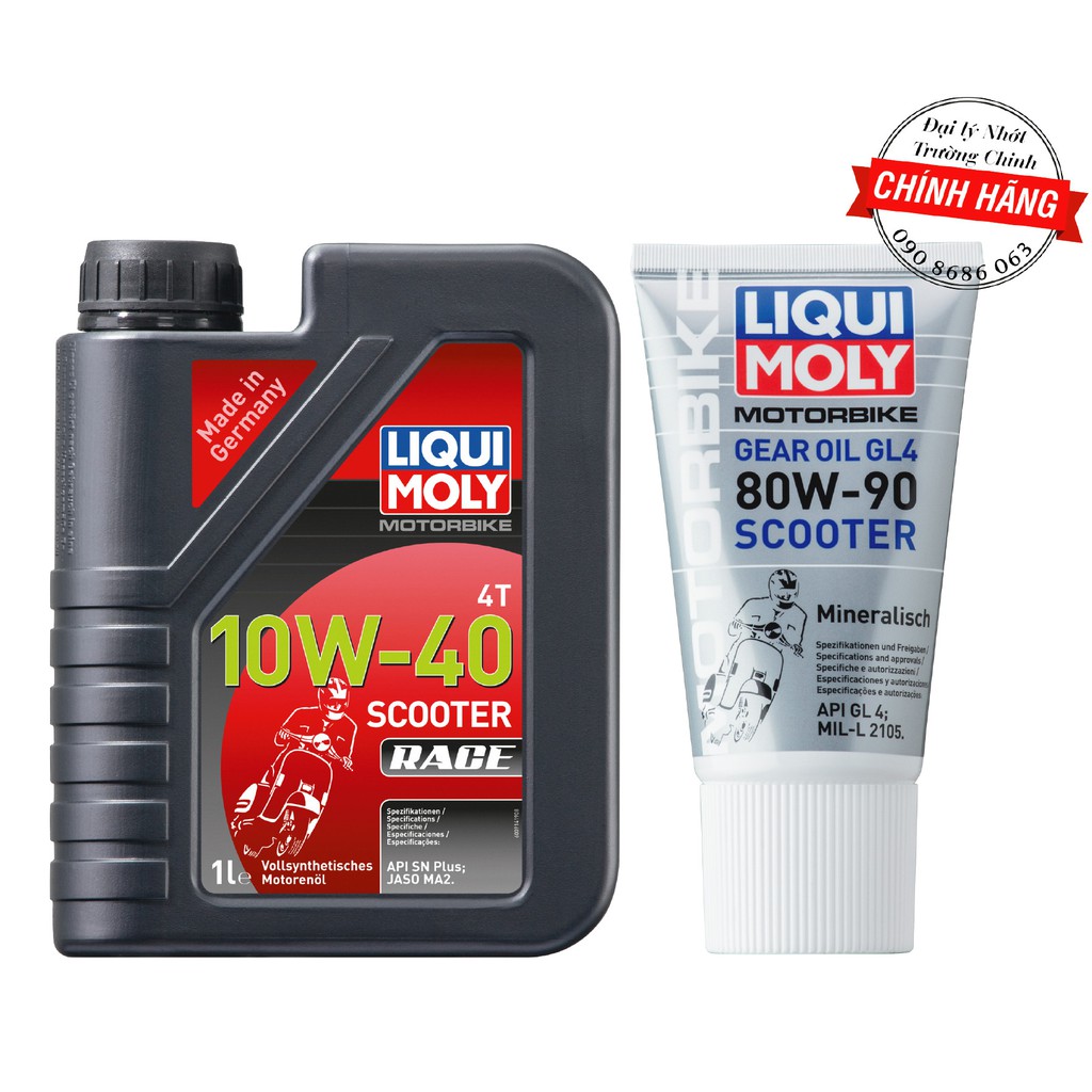 Combo nhớt Liqui Moly Scooter Race 10W40 +Hộp số liqui 150ML