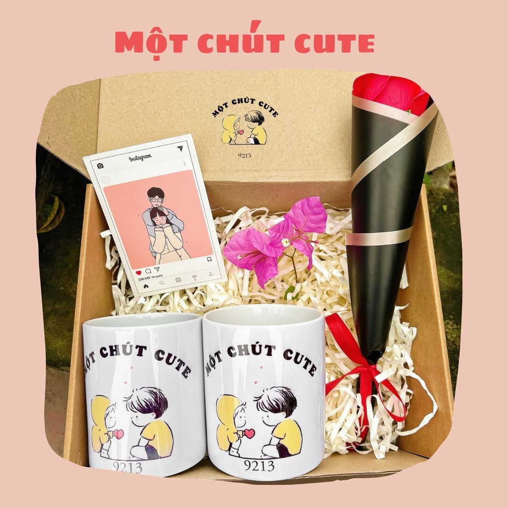 Set quà tặng Cốc đôi Một chút cute dành cho người yêu dịp Valentine,6/4,giáng sinh,20/10,8/3 cực ý nghĩa