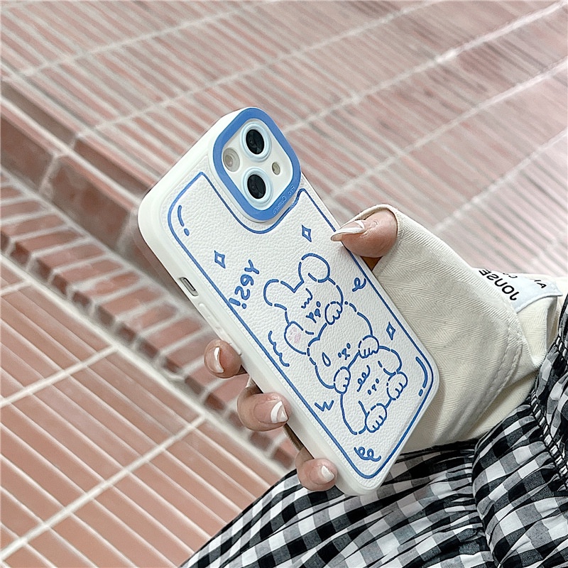 Ốp lưng iphone Ốp Điện Thoại Da Màu Trơn Hình Thỏ Cho iphone7 7plus 8 8plus xs 11 12 13 pro max plus max promax Dinuo case