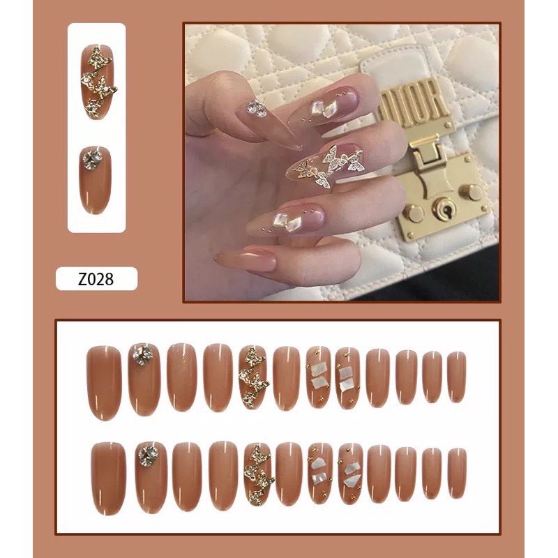 Móng Tay Giả Đính Đá HOTTREND 2022 nail giả thiết kế bắt mắt nail box 24PCS