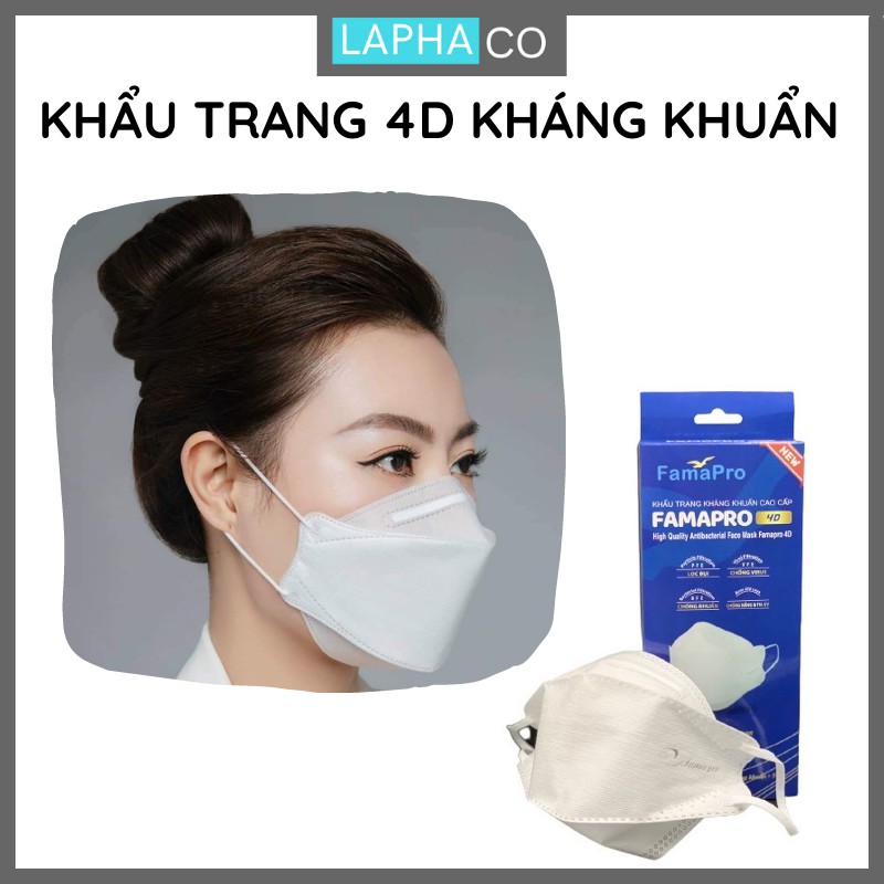 Khẩu trang y tế 4D cao cấp kháng khuẩn 3 lớp Nam Anh Famapro 4D mask dạng hộp