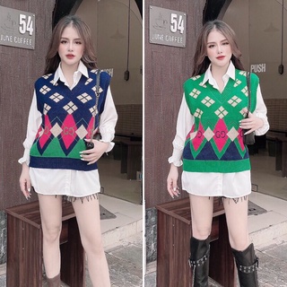 Áo gile len họa tiết G..C màu cực hot