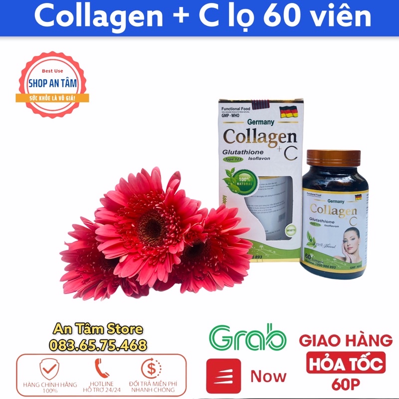 Viên uống đẹp da Collagen +C bổ sung Vitamin A E C giảm nám sạm da Hộp 60 viên