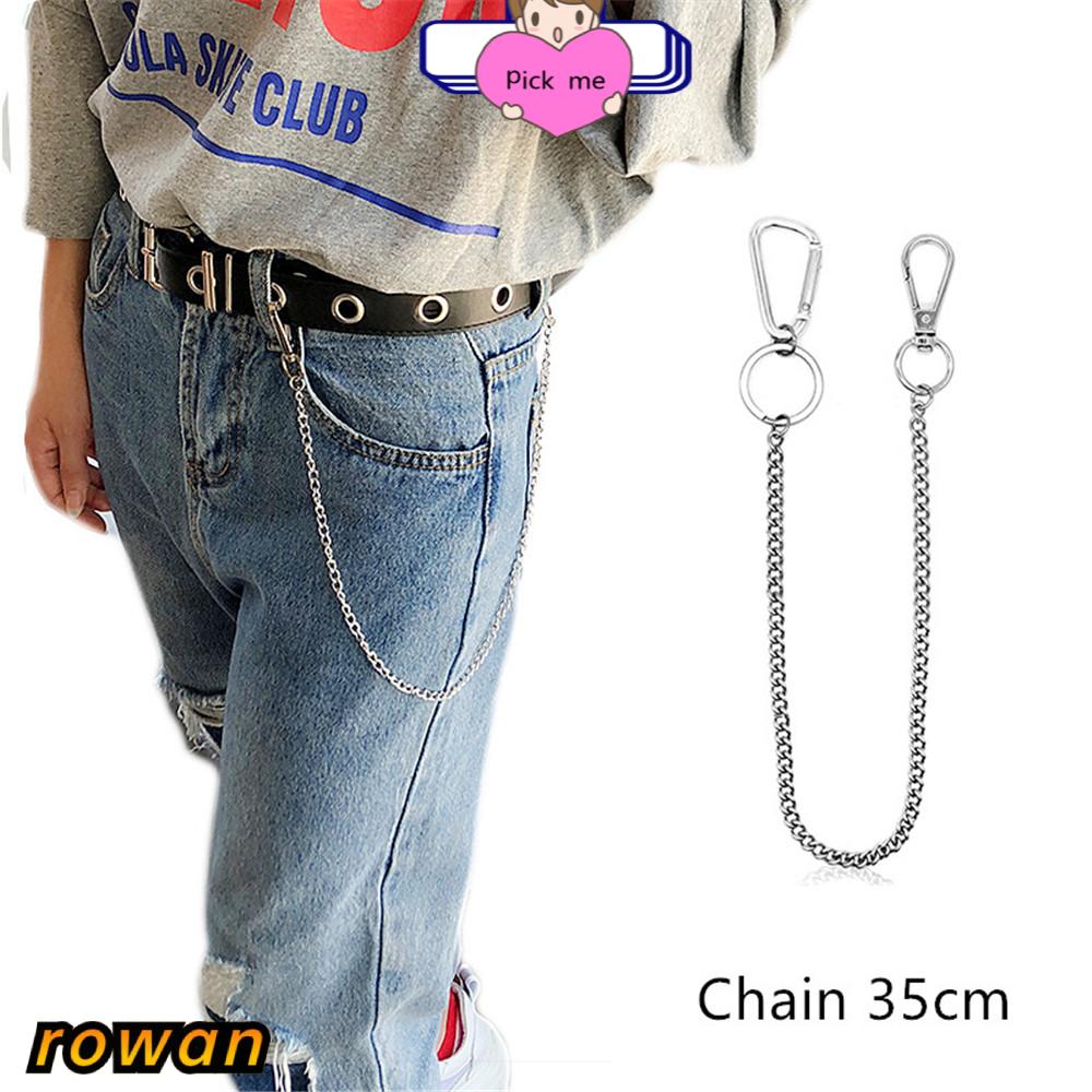 ROW Metal Wallet Belt Chain Stainless steel HipHop Jewelry Jean Keychain Clip Hipster Pant Long Rock Punk Trousers Keyring