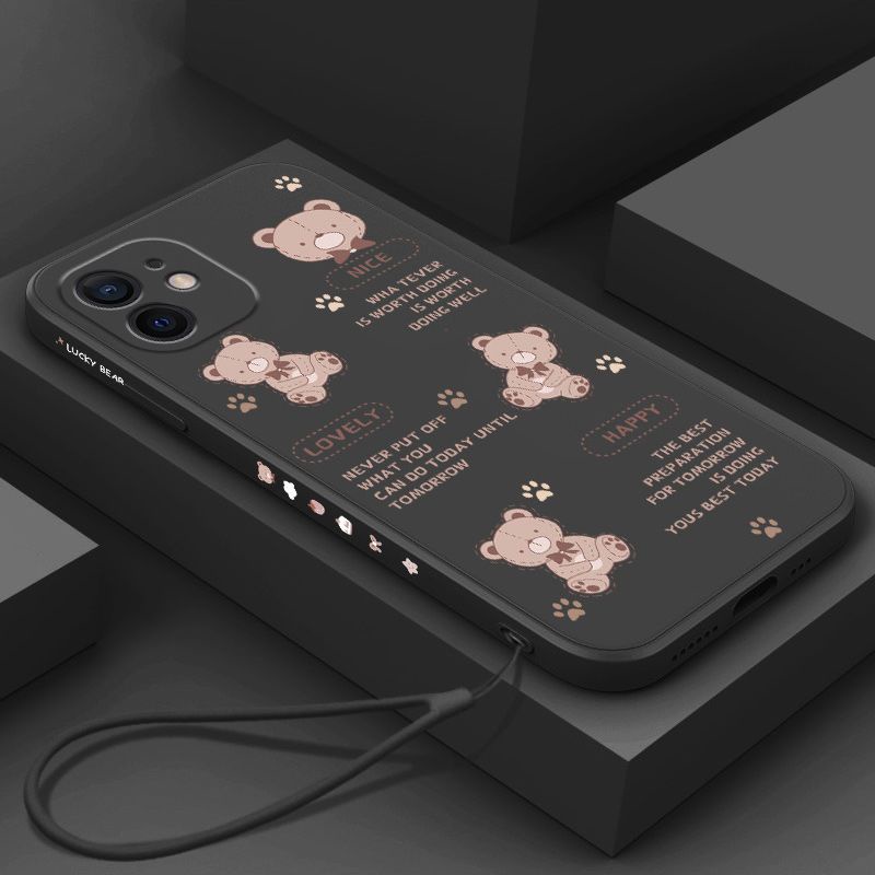 Ốp điện thoại QIANZI họa tiết gấu thích hợp cho iPhone 13 13 pro 13 pro max 14 14 pro 14 plus 14 pro max