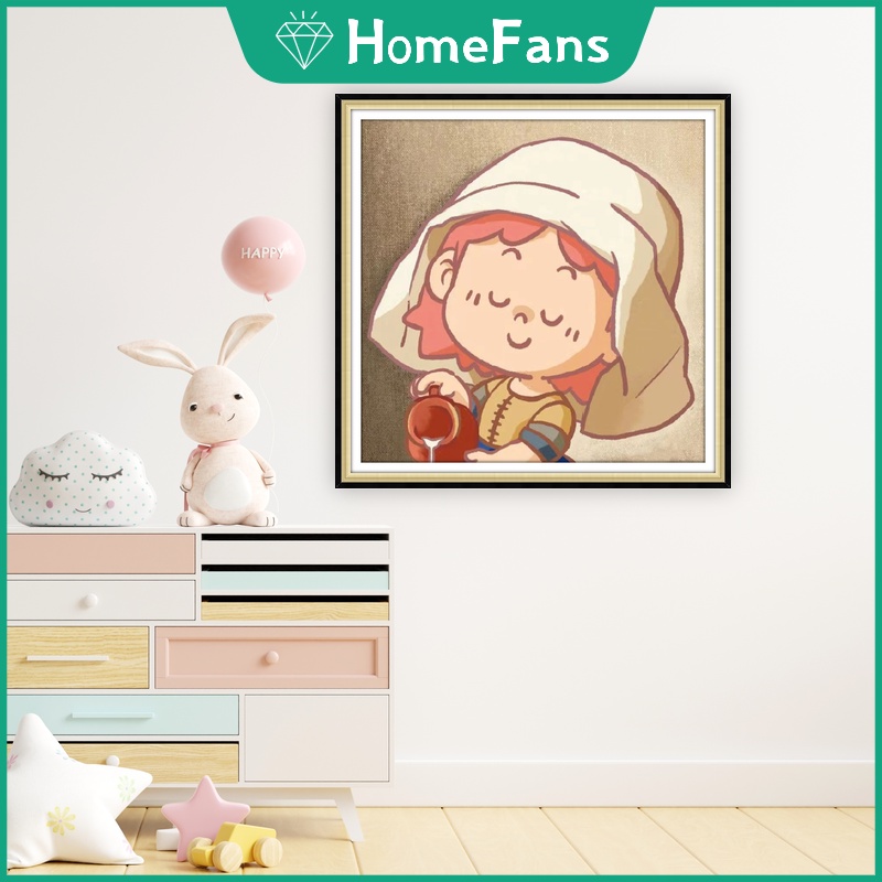 Bộ Tranh Đính Đá 5D Tự Làm 30x30cm / 40x40cm / 50x50cm Hình Nhân Vật Hoạt Hình Dễ Thương Trang Trí Nhà Cửa