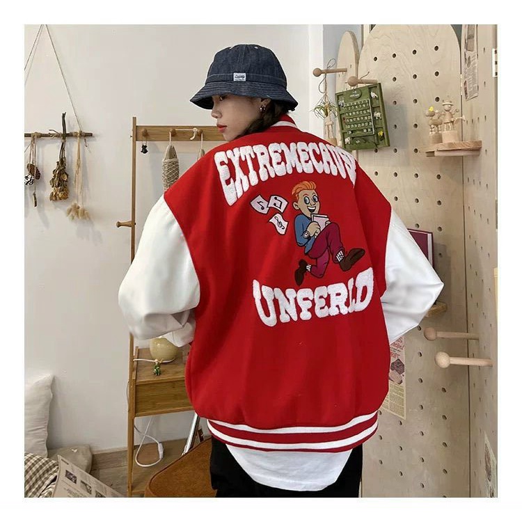 Áo Khoác Nữ Chất Nỉ PE Loại 1 Dày Mịn Phối Hình In Đẹp Có 2 Màu Đen - Đỏ Form Rộng Che Nắng Chắn Gió Tốt [NEW UNISEX]