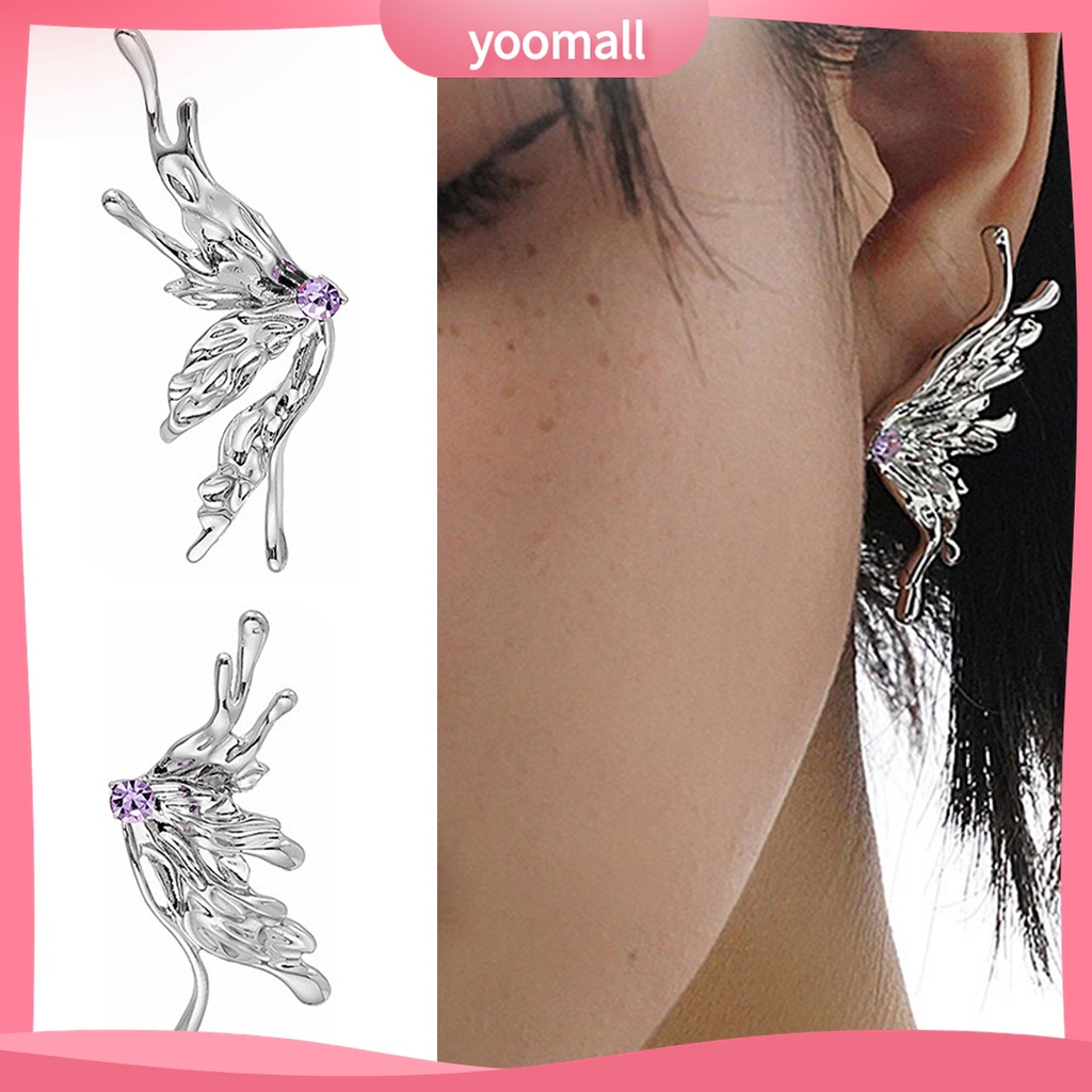 Yomall♡ 1 Đôi Bông Tai Hình Bướm Dạng Lỏng Phong Cách Punk Dành Cho Nữ
