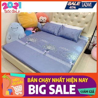 Bộ ga gối 1m,gồm 1ga 1 vỏ gối vải cotton poly-bó hoa baby tím
