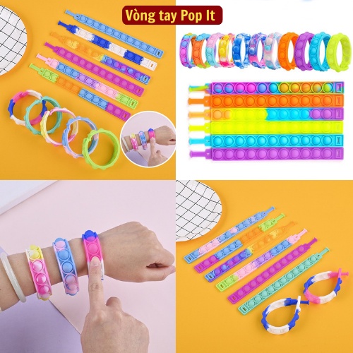 Pop It Push Pop Đồ chơi thần tài Cầu vồng Màu sắc ngón tay áp lực Bong bóng đồ chơi cảm giác giải nén Vòng tay giải nén