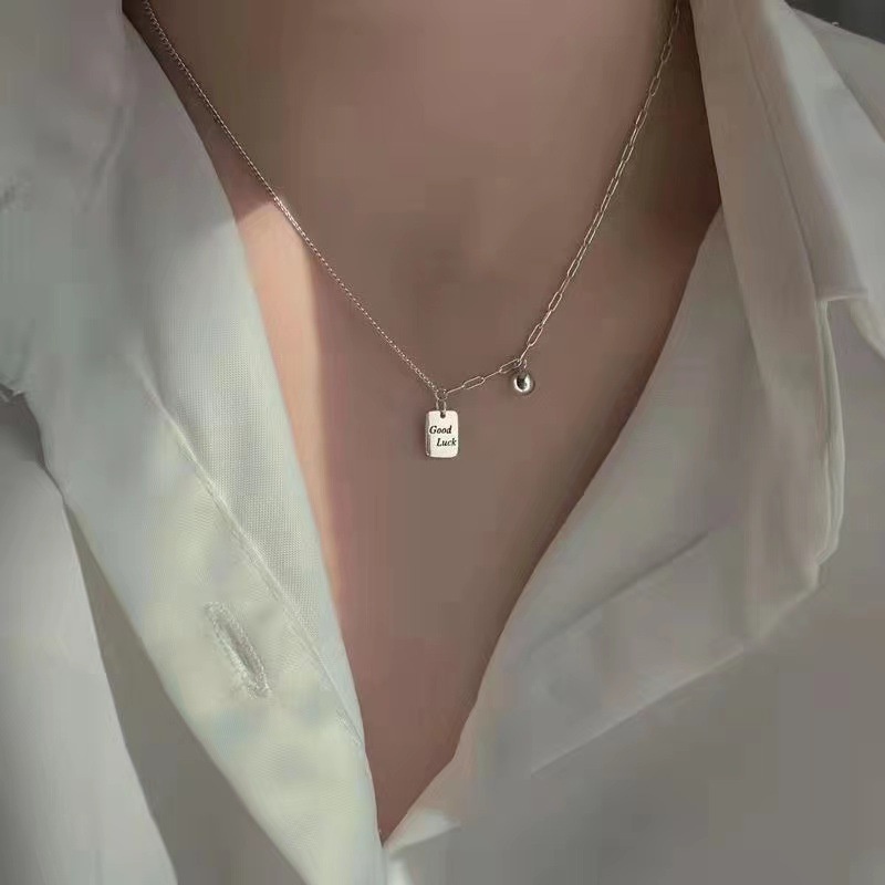 Dây Chuyền Mặt Vuông Không Phai Màu Phong Cách Hàn Quốc Mới Cho Nữ