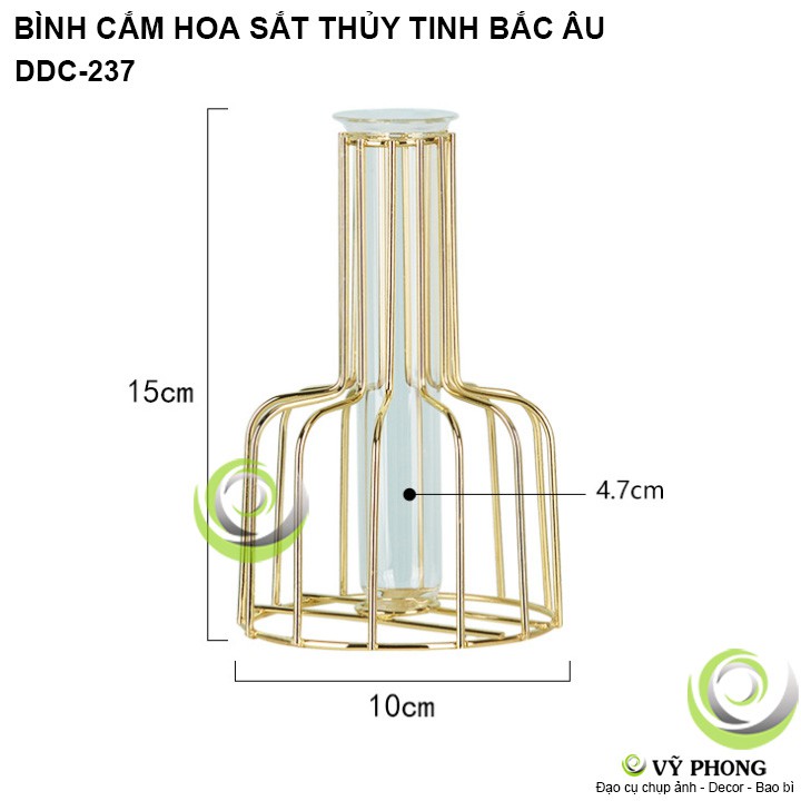 BÌNH HOA CHẬU CẮM HOA NGHỆ THUẬT SẮT THỦY TINH PHONG CÁCH BẮC ÂU NORDIC TRANG TRÍ ĐẠO CỤ CHỤP ẢNH SẢN PHẨM INS DDC-237