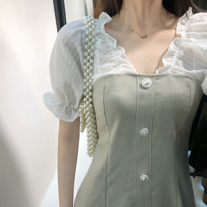 Đầm Ngắn Tay Cổ Chữ V Xinh Xắn Cổ Điển Dành Cho Nữ | BigBuy360 - bigbuy360.vn