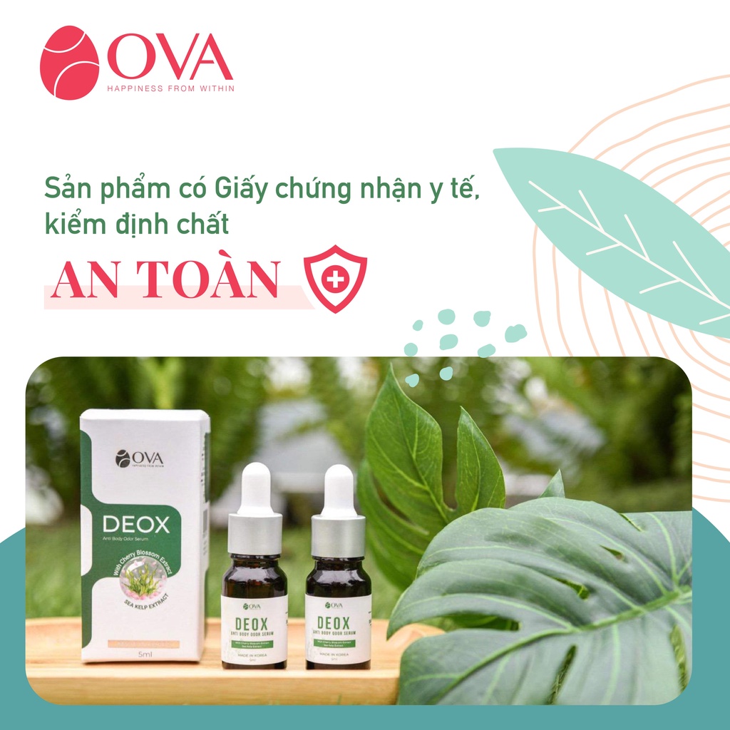 Serum hôi nách Ova DeoX khử mùi hôi nách Giảm Tiết Mồ Hôi, Ngăn Ngừa Vi Khuẩn Gây Mùi 5ml