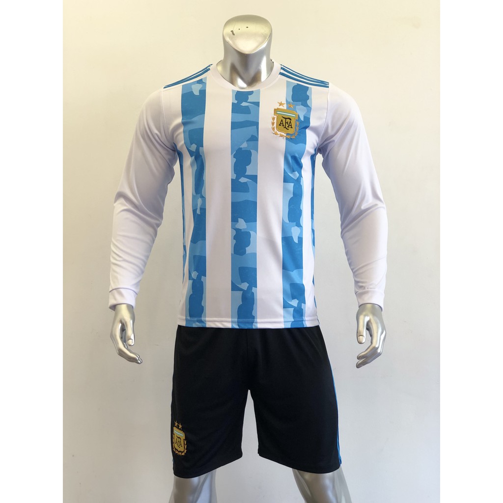 Quần áo bóng đá tay dài Đội tuyển ARGENTINA tổng hợp thun mềm mịn co dãn tốt
