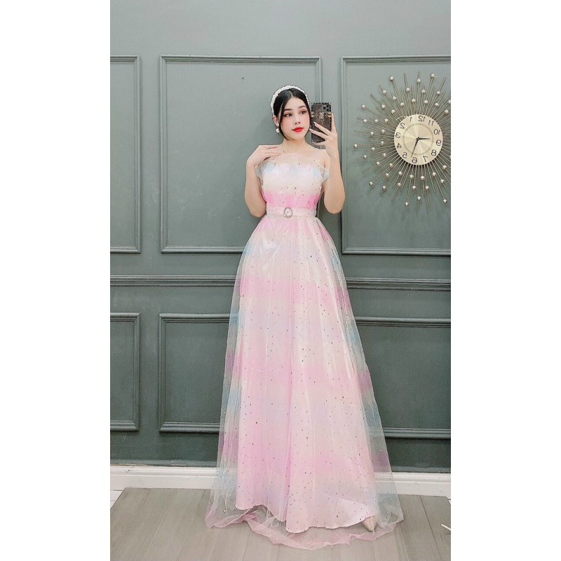ĐẦM LƯỚI CẦU VỒNG 2 DÂY KHOEN EO HOA CÚC