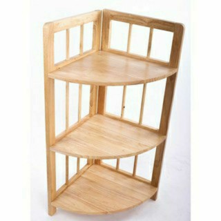 Kệ góc 3 tầng size to bằng gỗ cao su tự nhiên