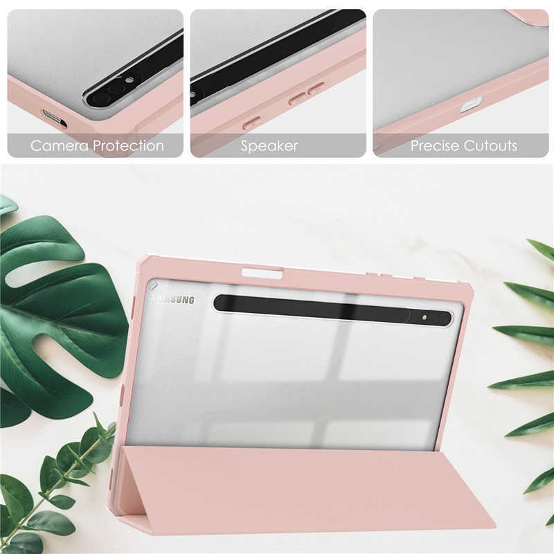 Ốp Máy Tính Bảng Bằng Acrylic + PC Nắp Lật Thông Minh Cho Samsung Galaxy Tab S7 FE S8 + 12.4 "New SM-T870 T730 X800 S6 Lite 10.4 S7 S8 11"