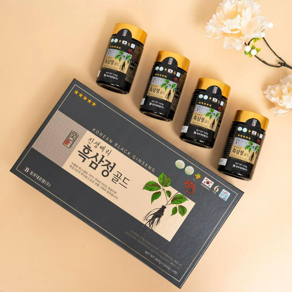 SN0162- Full hộp 4 hũ cao hắc sâm 6 tuổi Korean Black Gingseng Hàng NKCN 240g*4