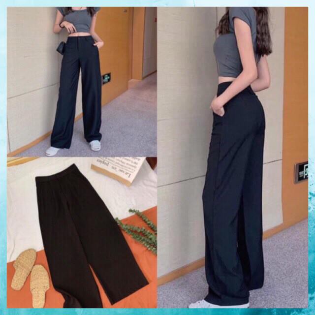 Quần Ống Rộng Nữ Lưng Cao, Quần Ống Suông Nữ Lưng Cao Khóa Trước Có Cúc | BigBuy360 - bigbuy360.vn