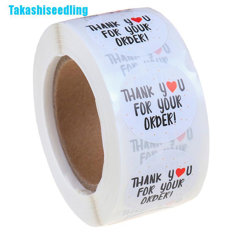 Cuộn 500 miếng dán trang trí in chữ Thank You For Your Order