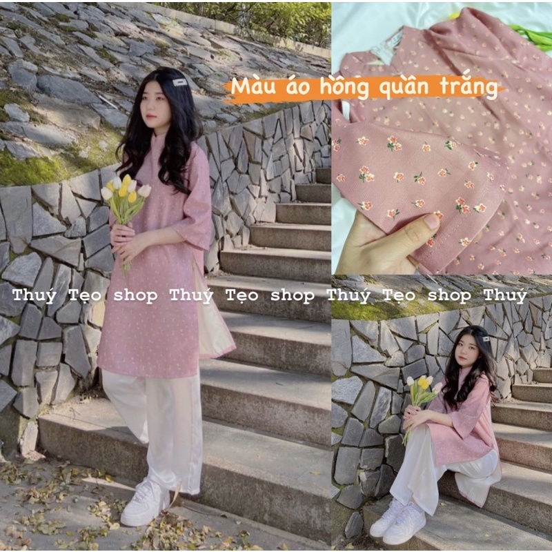 [Hàng sẵn] SET ÁO DÀI HOA NHÍ DÁNG SUÔNG 4 MÀU