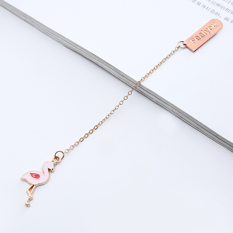 Bookmark Đánh Dấu Sách Bằng Kim Loại Hình Chim Hồng Hạc