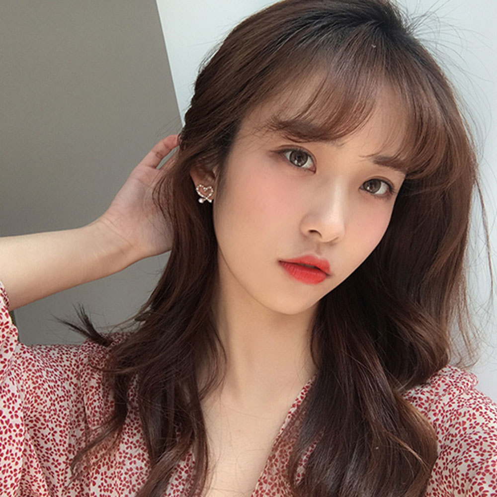 Đôi Khuyên Tai Hình Trái Tim Đính Kim Cương Giả Thời Trang Cho Nữ