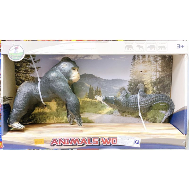 Mô hình King Kong và Cá Sấu size 20cm không pin bằng nhựa đồ chơi mô hình nhân vật cho bé