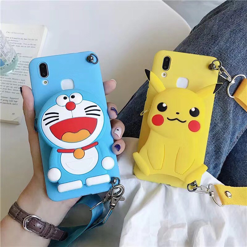 Ốp điện thoại in họa tiết Doremon Pikachu cho iPhone 12Pro 5 5s SE 6 6s 7 8plus X XR XS XSMax 11 11Pro 11ProMax