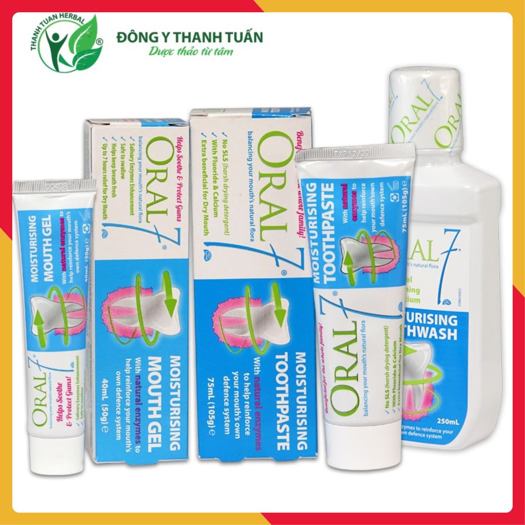 [Bộ 3 GIỮ ẨM MIỆNG] Gel bôi, Kem đánh răng và Nước miệng 250ml ORAL7 - Nhập khẩu từ Anh Quốc