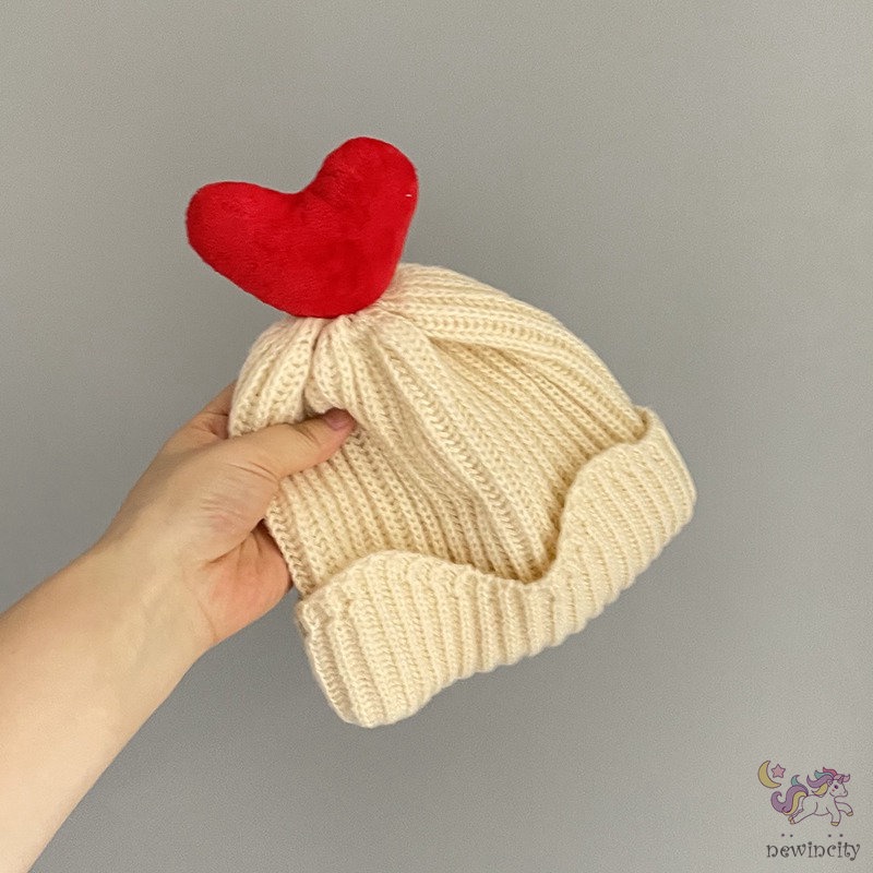 Mũ Len Hình Trái Tim Phong Cách Hàn Quốc Cho Bé Gái