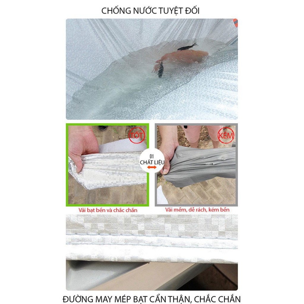 Bạt phủ xe ô tô 3 lớp Tráng Bạc cao cấp Chống Nóng, Chống Mưa, Chống Cháy