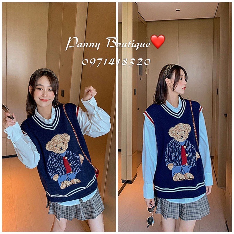 Áo len gấu nữ sinh, style ulzzang Hàn Quốc 🌻 Panny Boutique🌻