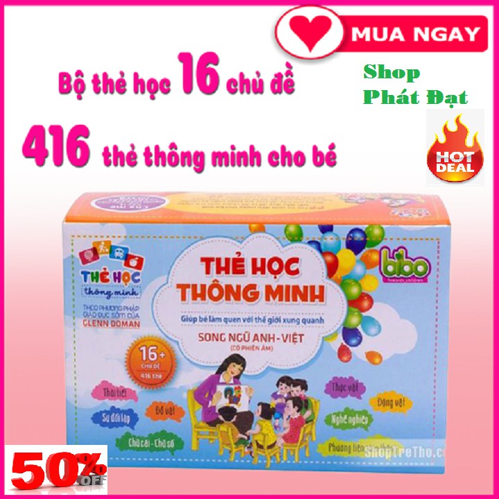 Bộ thẻ học thông minh 16 chủ đề 416 thẻ Thẻ Học, Flashcards Cho Bé 16 Chủ Đề Song Ngữ Anh Việt