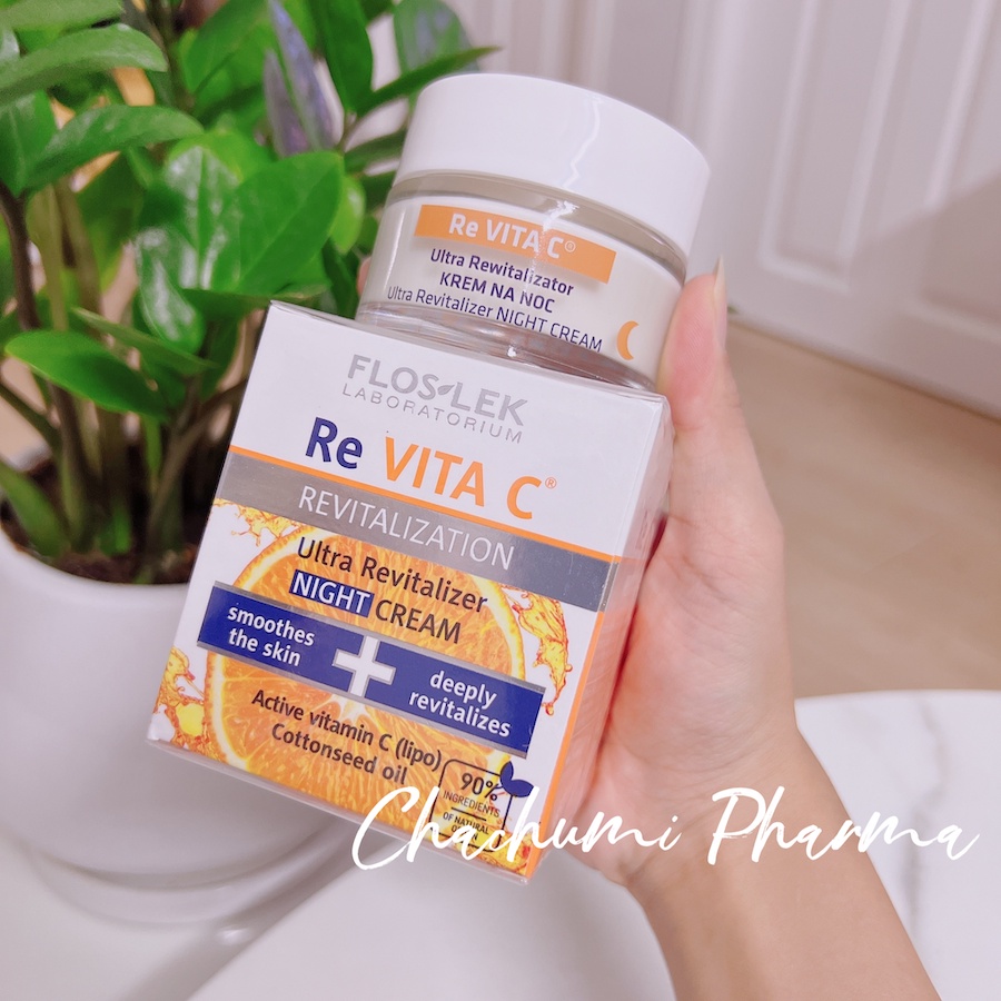Kem dưỡng trắng ban đêm Floslek Re Vita C, dưỡng ẩm chuyên sâu, mờ thâm nám, trẻ hóa da 50ml