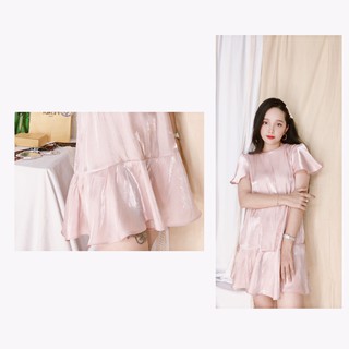 Đầm suông tơ oganza bèo chân