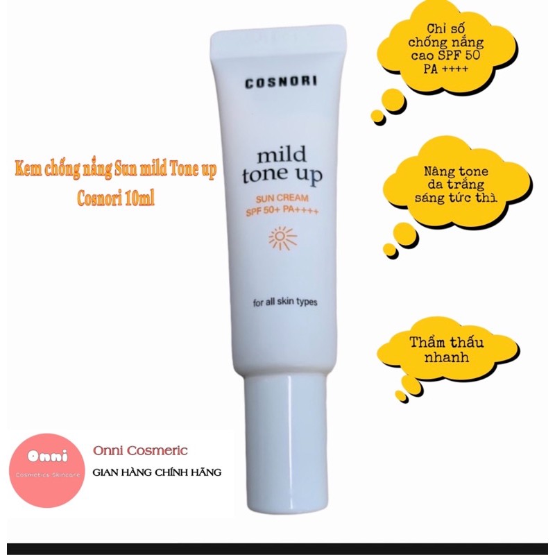 Kem chống nắng Cosnori Mild Tone Up Suncream SPF 50+ PA++++ 10ml